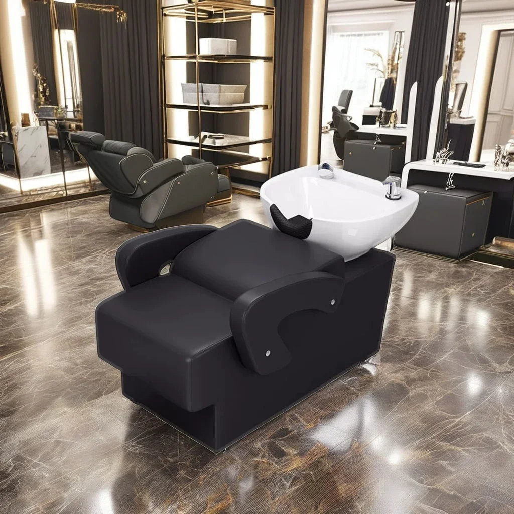 2026 Head Spa Supplier Hair Washing Massage Chair Shampoo Bed Washing Station Salon Shampoo Chair with Ceramic Shampoo Bowl