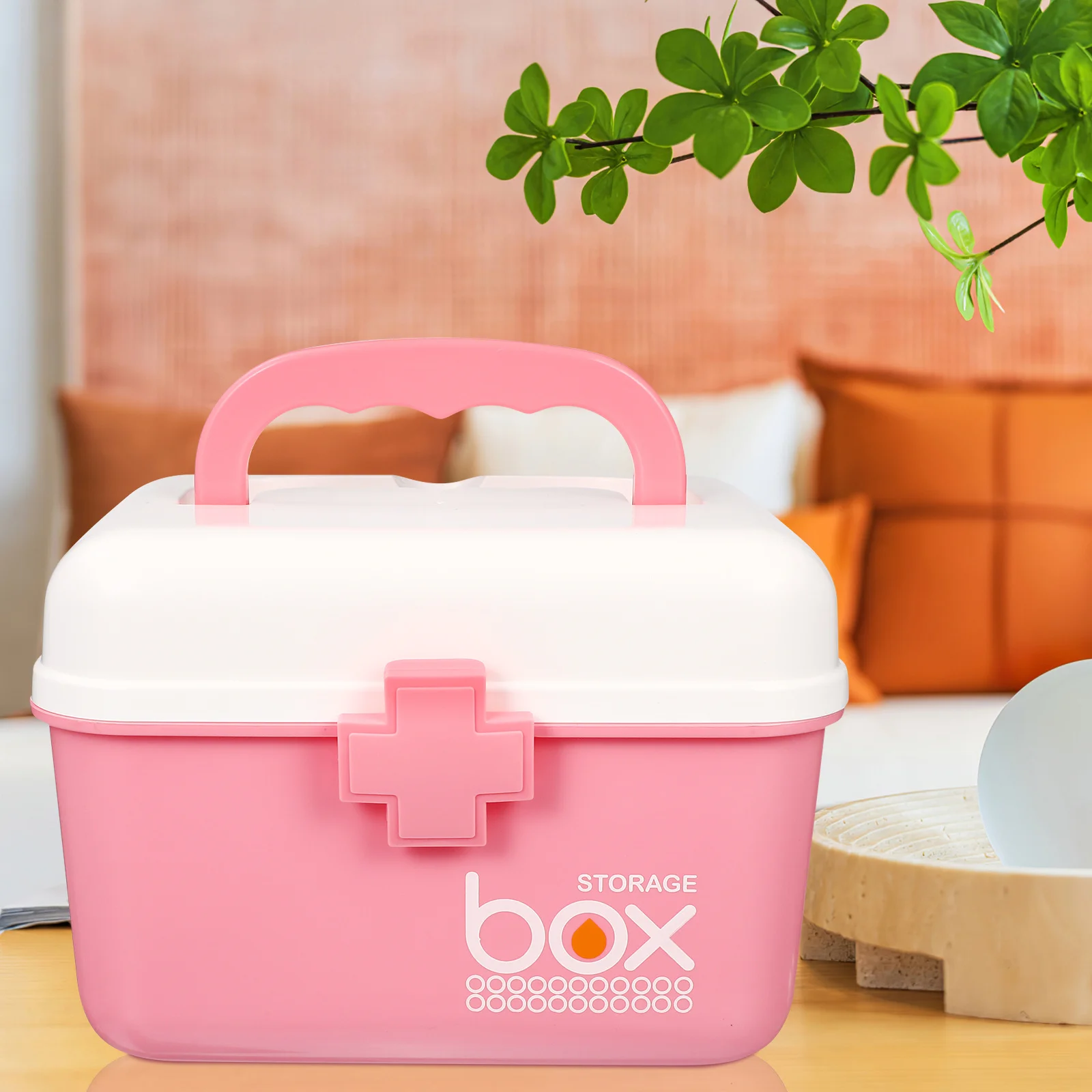 Scatola medica portatile 21X16.5X15Cm Rosa Organizzatore portatile per la conservazione dei medicinali Contenitore per medicinali a doppio strato Scatola di pronto soccorso