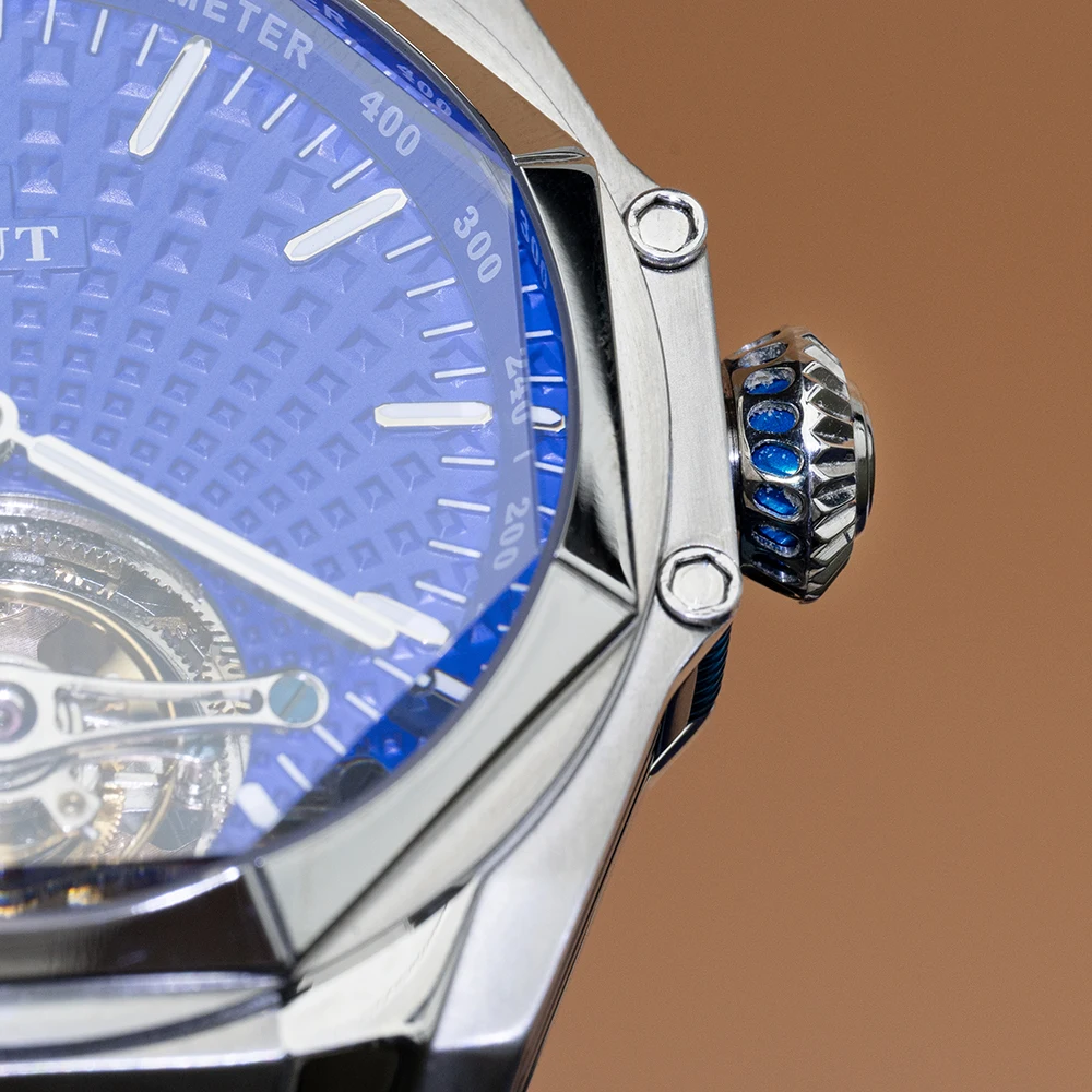 AJUT montre Tourbillon automatique hommes en acier inoxydable 316L squelette mécanique Tourbillon volant montres pour homme saphir 0383