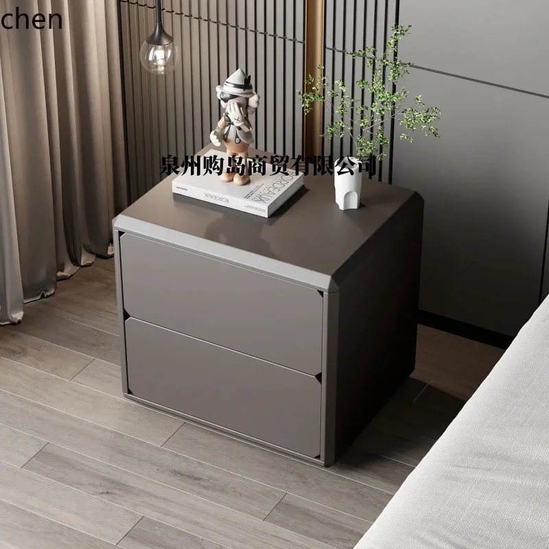 HT Lacquered Bedside Table Bedroom Solid Wood Drawer Simple Bedside Cabinet 2-Drawer Cabinet Internet Celebrity Storage Cabinet