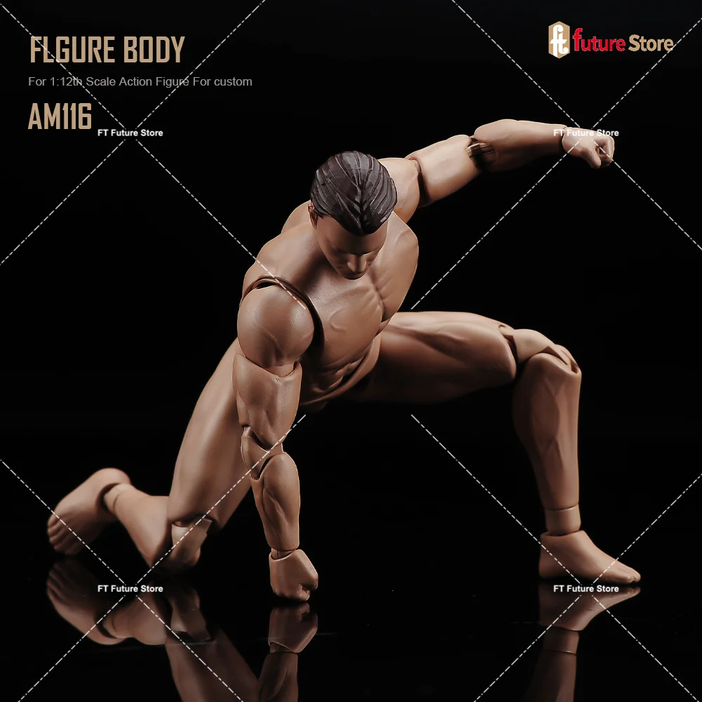ANT AM116 1/12 Male Super Flexible Joint Body with Head 6inch Soldier Muscular Action Figure Body Dolls