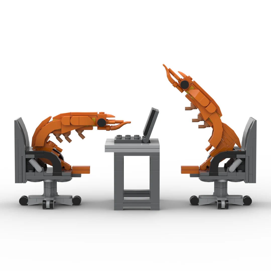 MINISO MOC مجموعات الروبيان العمل الصلب مكتب التماثيل الجمعية لعبة مجسمة مدينة المزحة مجموعة هدية لصبي وفتاة طفل ألعاب جنسية