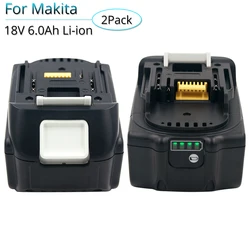 2PCS 18V 6.0Ah Li-ion Power Tool Rechargeable Battery for Makita BL1830 BL1840 BL1850 BL1860 with Single Cell Balance Protection