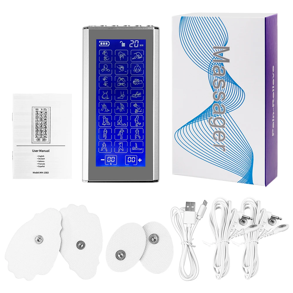 24 Mode Double Output TENS Electronic Pulse Massager EMS Muscle Stimulation Electric Body Massager For Neck Back Muscle Relax