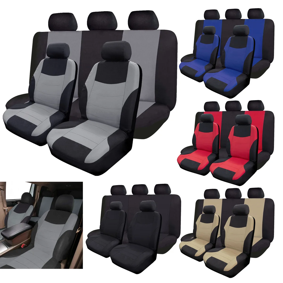 

AUTOKING Universal Car Seat Covers Polyester Fit for Sedan SUV Truck Van Mexico Hot Sale