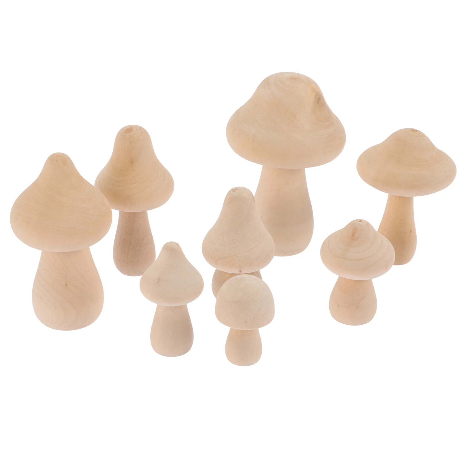 8 pçs inacabado estacas de cogumelo de madeira diy artesanato pintura à mão educacional crianças criativo graffiti cogumelo decoração