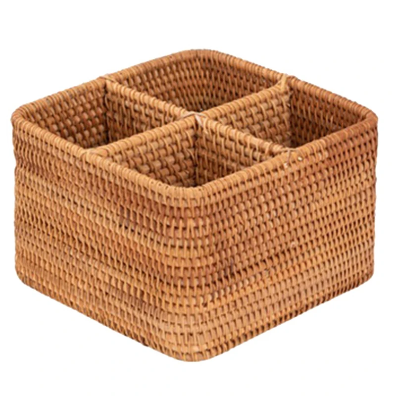 SEWS-Hand-Woven Storage Box, Handle Remote Control Basket, Mobile Phone Decorative Box, Home Office Storage Box