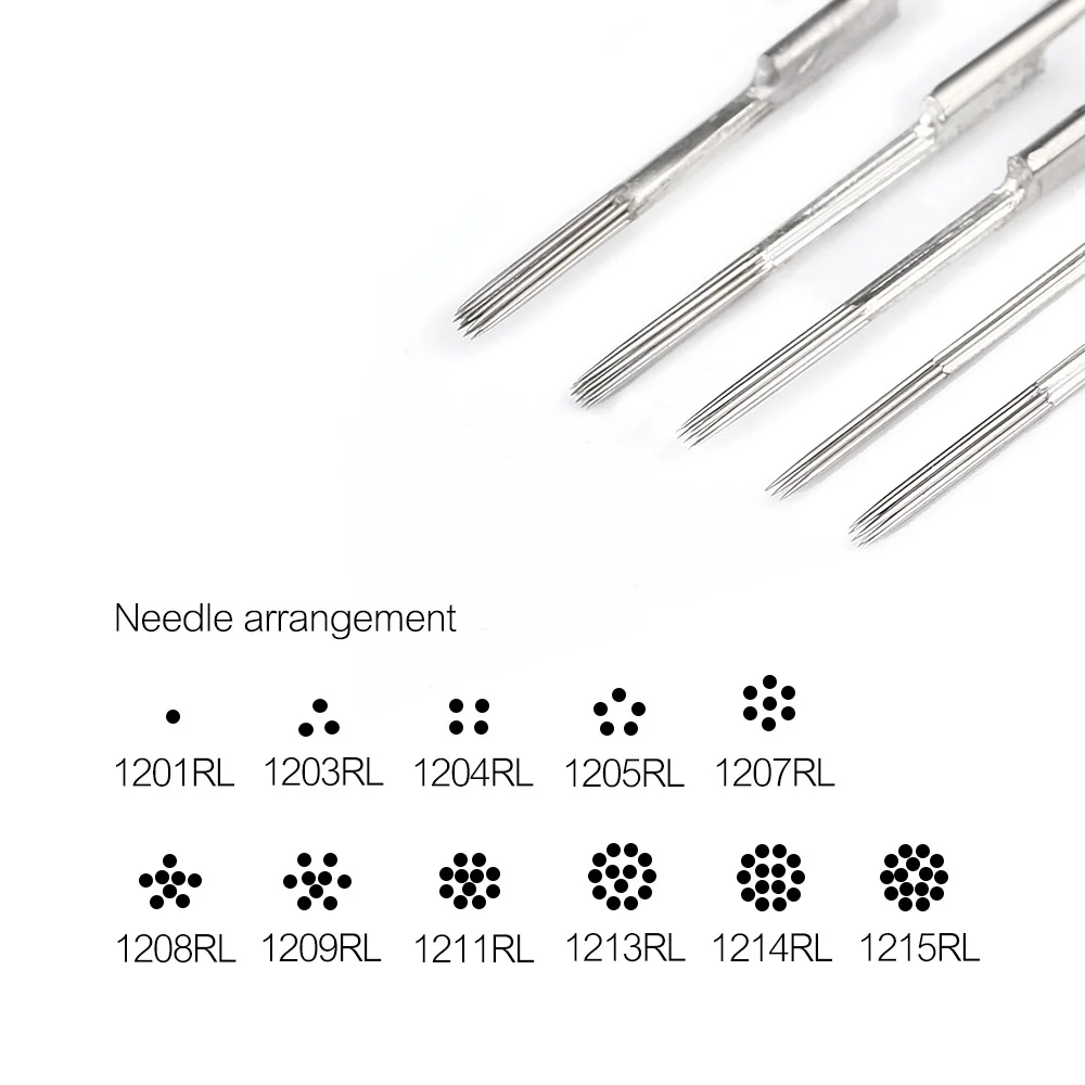 50 Stks/doos Wegwerp Steriele Tattoo Naalden 0.35Mm Ronde Voering Stok En Prike Naalden Leveren Voor Tattoo Machine Pen Rl