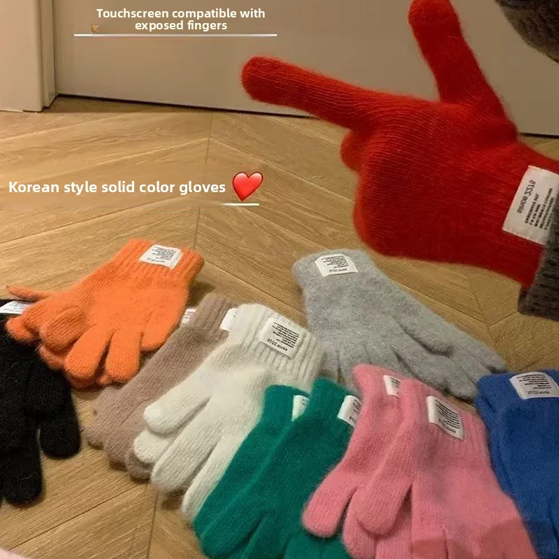 Thickened Knitted Gloves for Women Winter Cycling Touchscreen Compatible Pure Color Warm Fingerless Mittens JIFANPAUL Brand