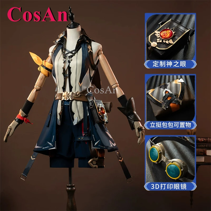 CosAn Game Genshin Impact Bennett Cosplay Costumes Fashion Lovely Uniforms Outfit Full Set Activity Party Role Play Clothing