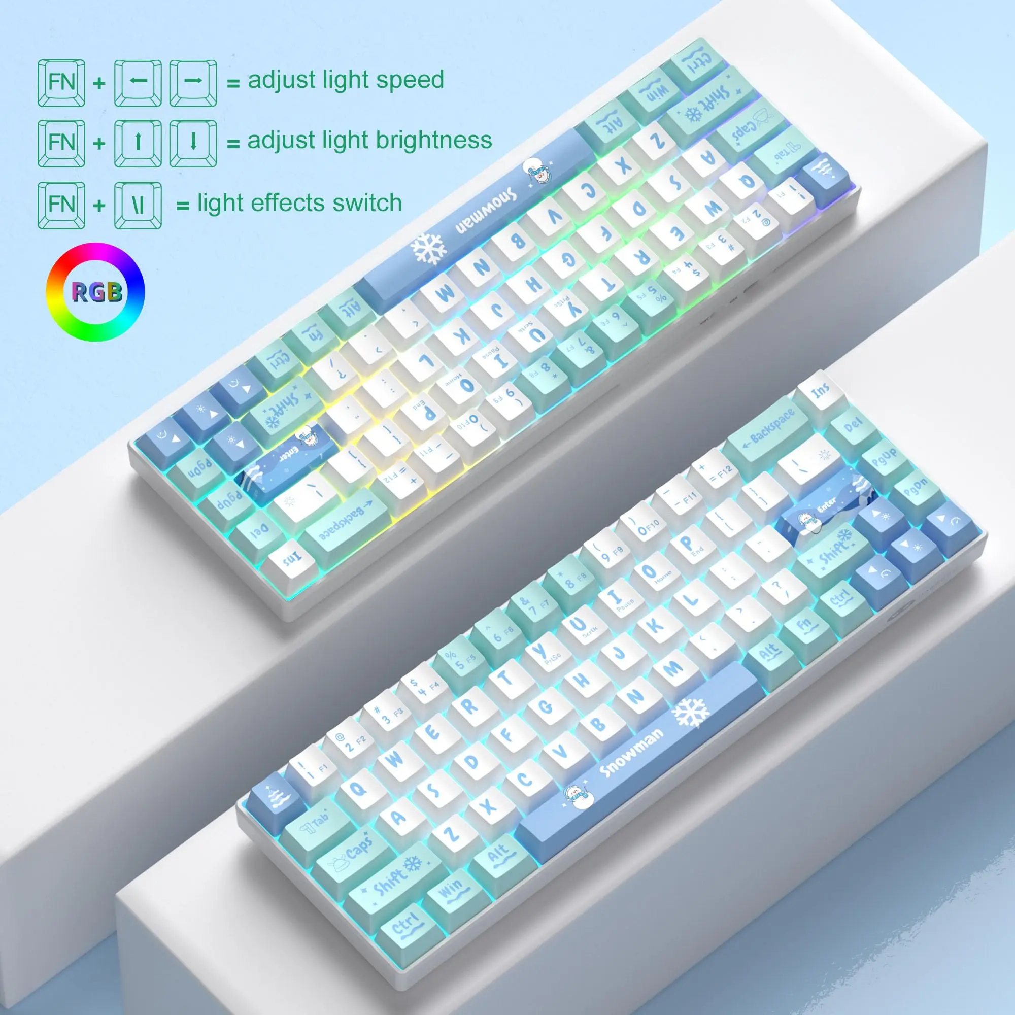 MageGee 60% Mechanical Gaming Keyboard, Hot Swappable Custom Switch RGB Backlit Compact 68 Keys Mini Silencing Keyboard for PC