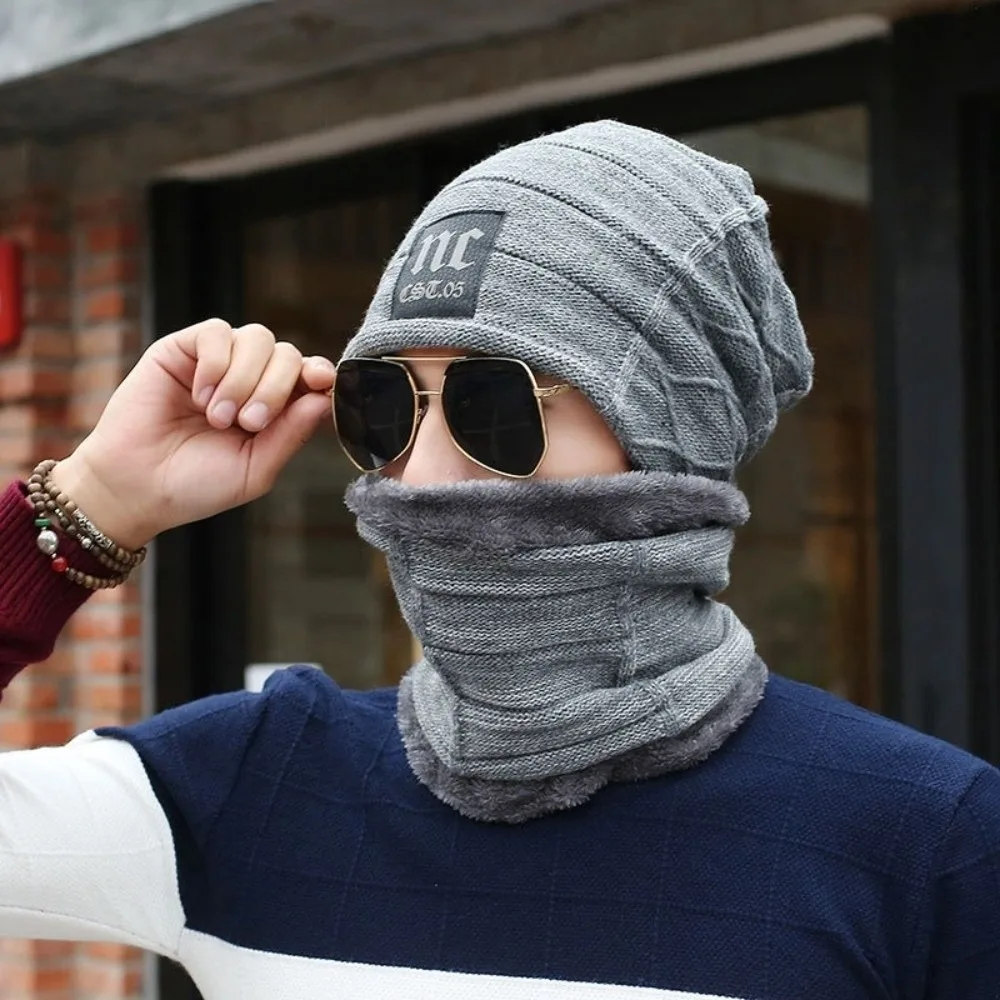 

New Windproof Hat Scarf Set Coldproof Knitted Pullover Cap Warm Face Shield Unisex