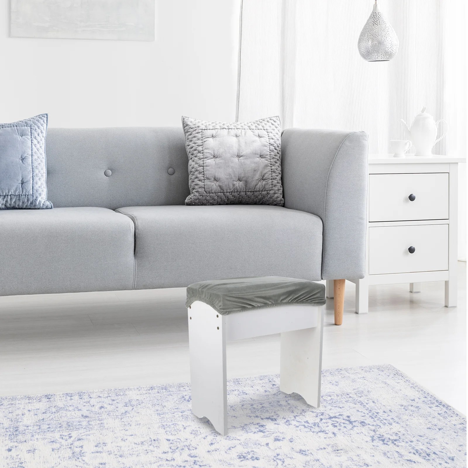 

4Pcs Rectangle Stool Covers Elastic Washable Seat Slipcovers for Home Hotel Bedroom Cafe School Bar Seat Covers