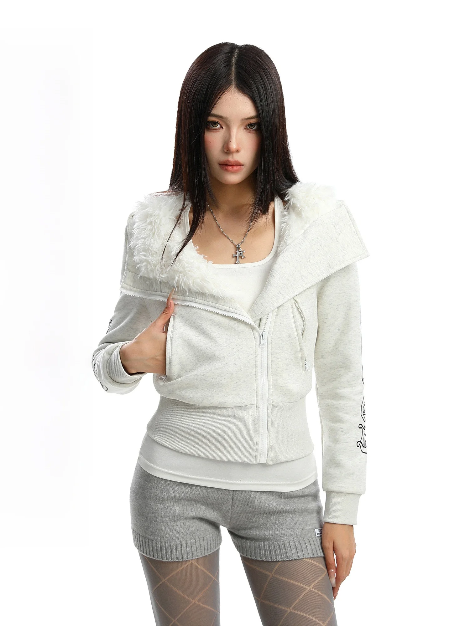 

Women's ort Hooded Jaet Plu Fur Collar Cardigan Coat Slimming Sli Winter Faion Commute Long Sve Zipper