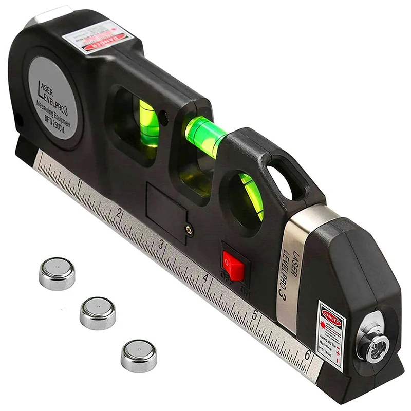 Multipurpose Laser-Level Laser-Line 8 Feet Measure Tape Ruler Adjusted Standard And Metric Rulers Laser-Level Line Tool