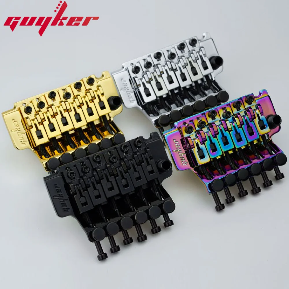 

1 Set GUYKER 6 String Tremolo Bridge Double Locking System Bridge Brass Base Block Length 34mm