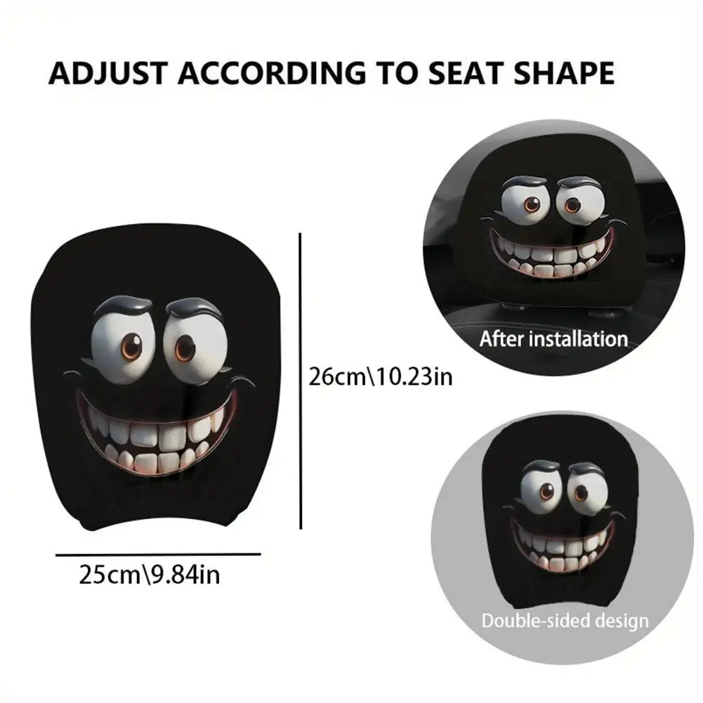 غطاء وسادة سيارة مطبوع عليه وجه رعب، غطاء وسادة مزخرف ناعم ومريح، مسند رأس للمقعد التلقائي، قماش بوليستر قابل للغسل #6