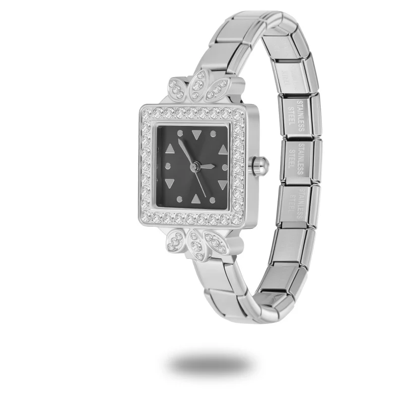 

1PC High Quality Original Italian Charm Zircon Watch Bracelets DIY Basic Stainless Steel Bangle Versatile Universal Dropshipping
