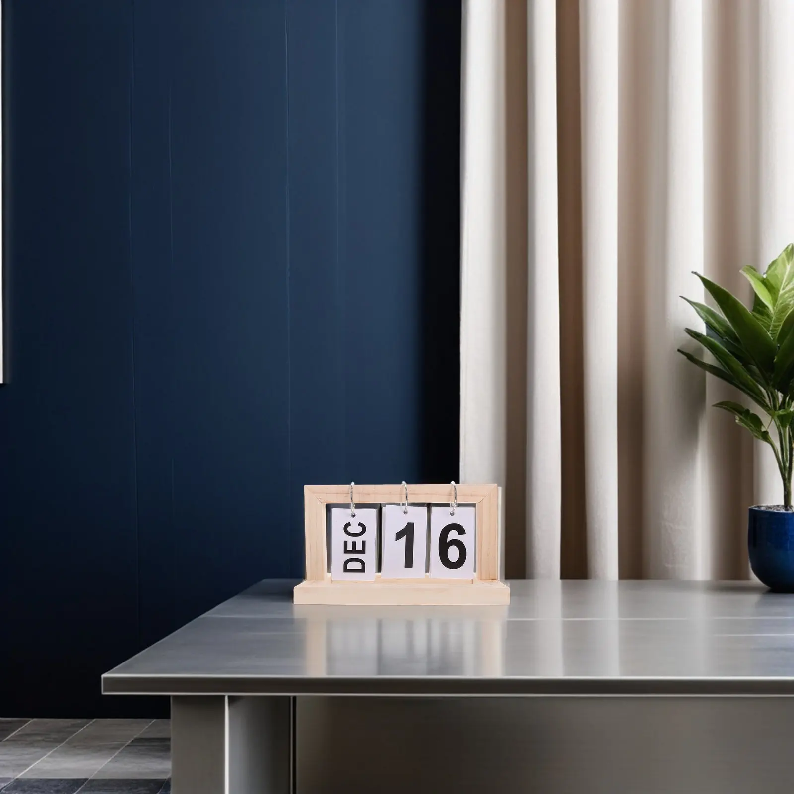 

Rustic Flip Calendar Perpetual Wooden Desk Calendar Large Display Easy to Read Bold Fonts Reusable Design for Farmhouse Office