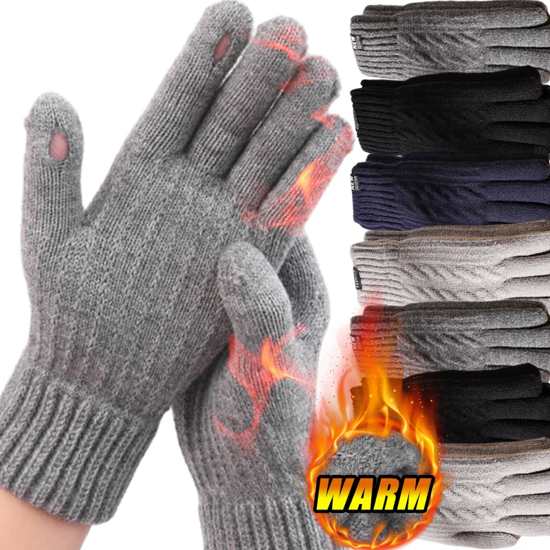 Guantes cálidos para hombre, guantes aislantes gruesos de felpa para invierno para hombres y mujeres, guantes antideslizantes resistentes al viento y al frío, regalos cálidos