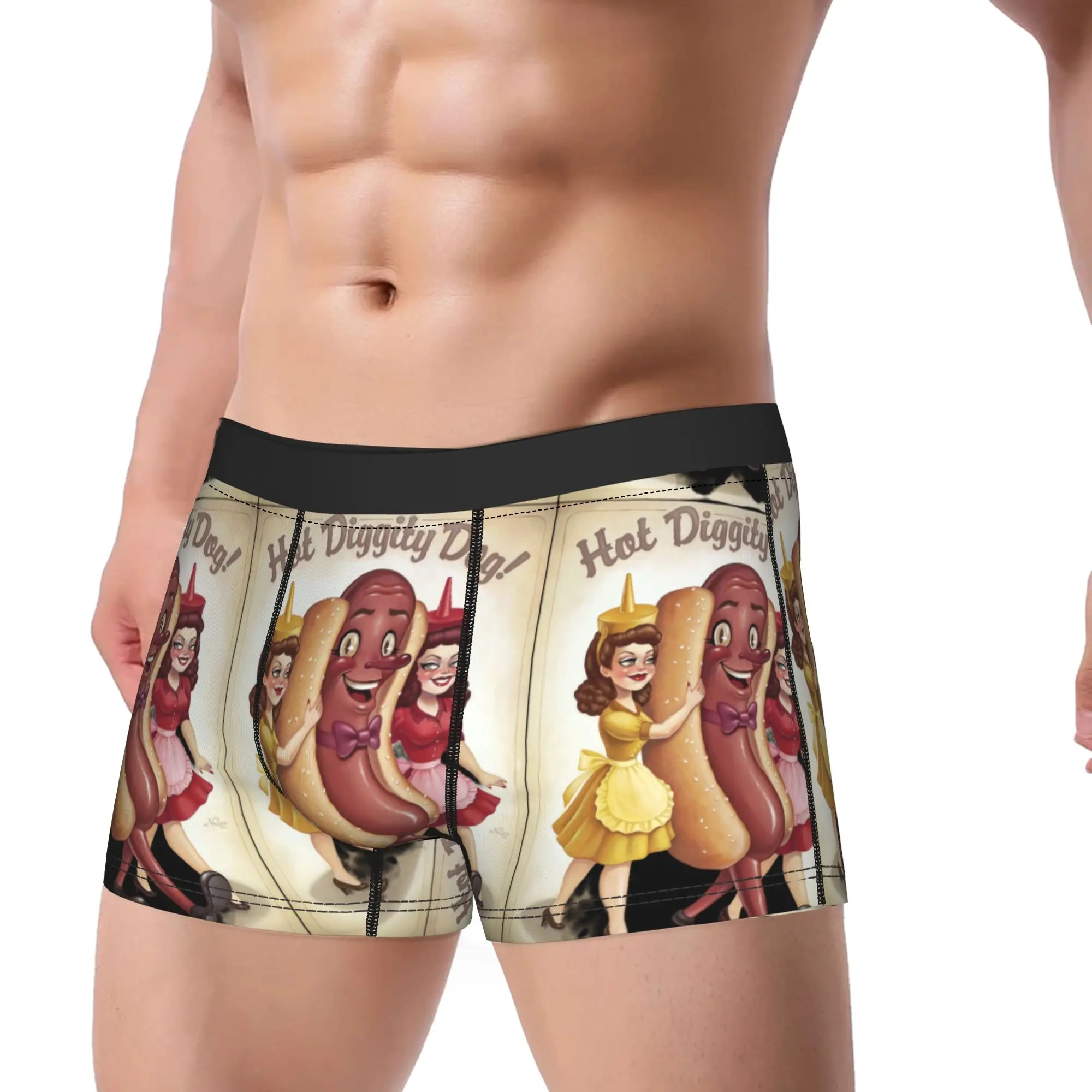 ¡Cappello de hombre Diggity Dag! Ropa interior para perros calientes, calzoncillos tipo bóxer novedosos, pantalones cortos, bragas, calzoncillos de poliéster para hombre, M-XXL