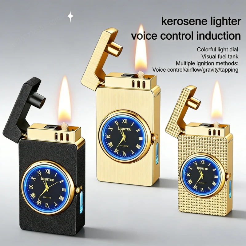 

Multifunctional Intelligent Voice Control Lighter RGB Light Dial Luxury Portable Smoking Gadget for Cigarette accessories Men