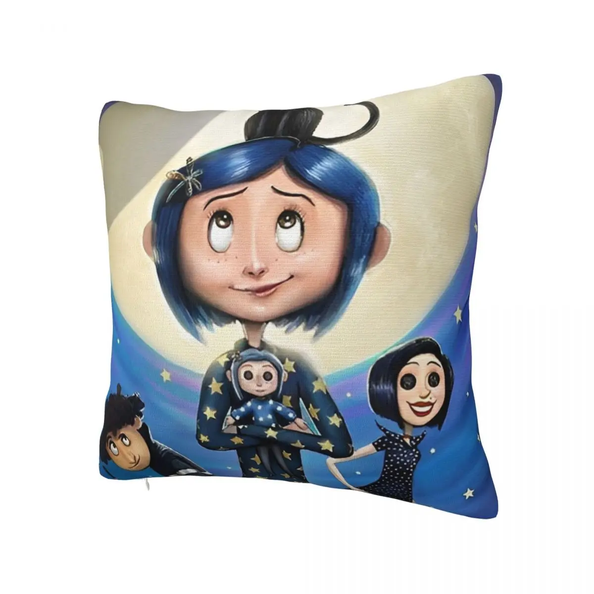 Cartoon Coralines Movie Pillowcase Soft Cushion Cover Gothic Style Animation Halloween Throw Pillow Case Cover Home Zipper 40cm