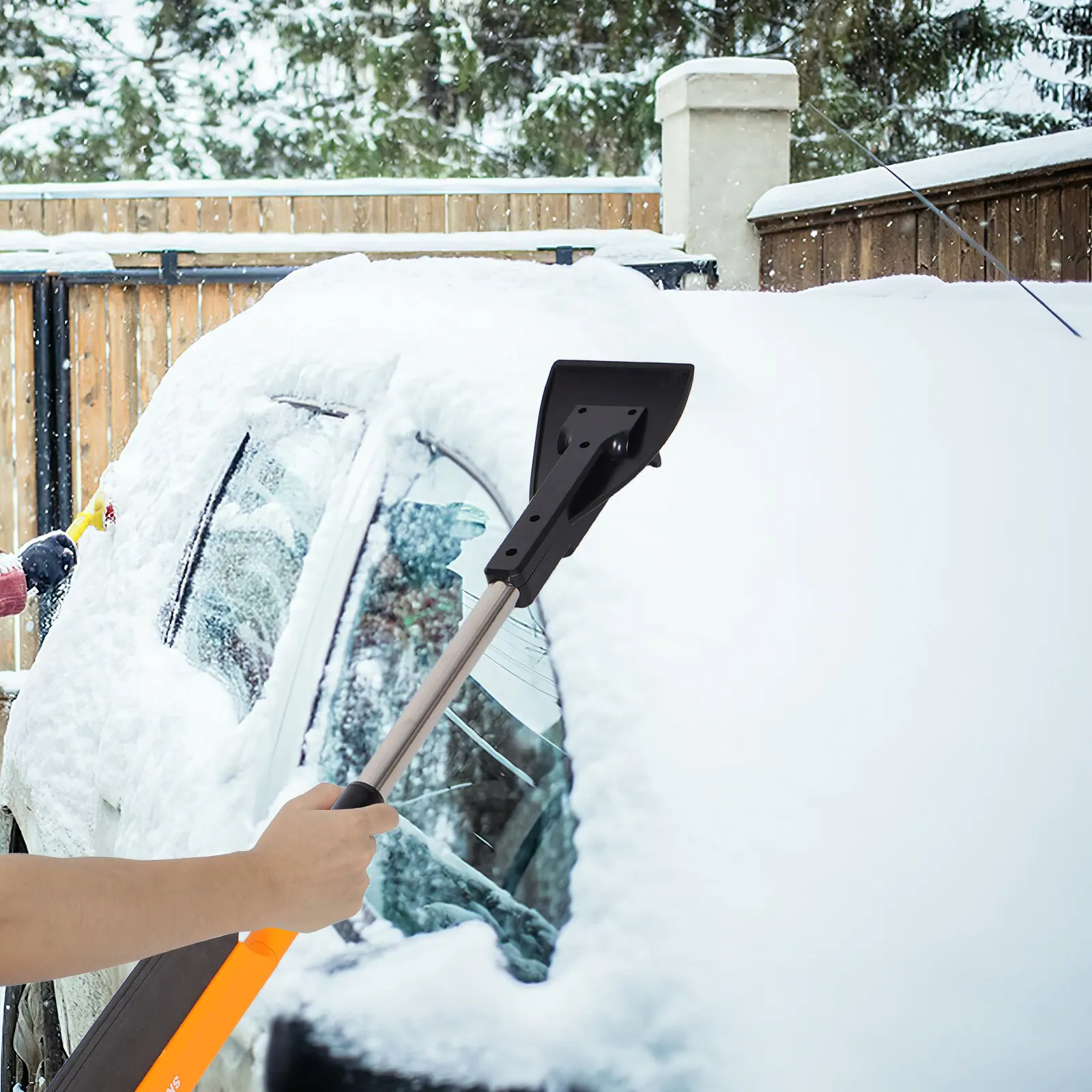 

Vehicle Windshield Ice Scraper Extendable Multi-Functional Snow Removal Tool Aluminum Alloy Snow Sweeper Car Winter Accessory