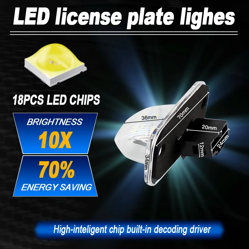 

2PCS LED Licence Number Plate Lights Canbus For VW Transporter T4 Multivan Caravelle MK4 Eurovan Passat Jetta Car Accessories