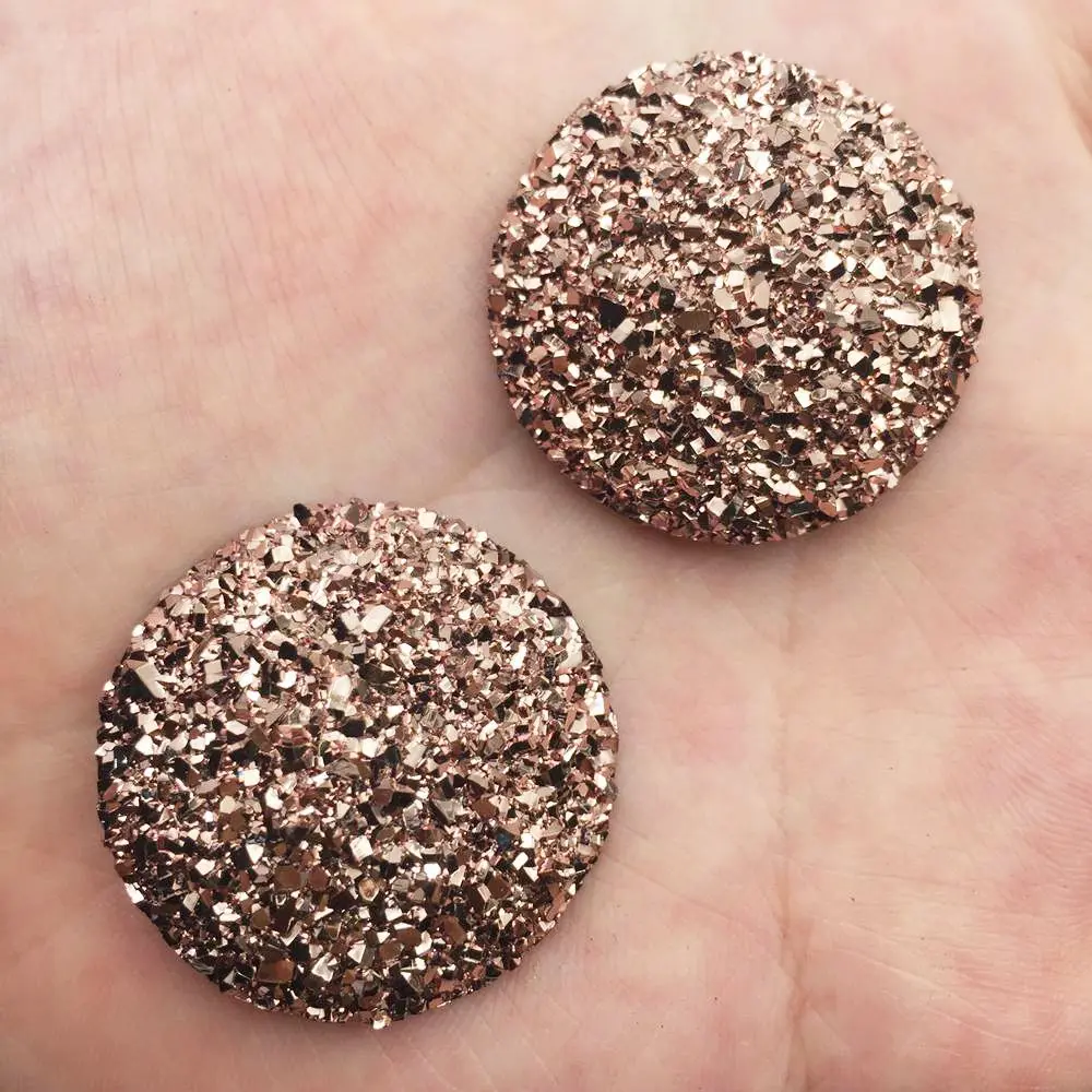 New 8PCS AB Resin 30mm Ore Round Crystal Gem Flatback Rhinestone Buttons Accessories DIY Wedding Appliques Craft G68*2