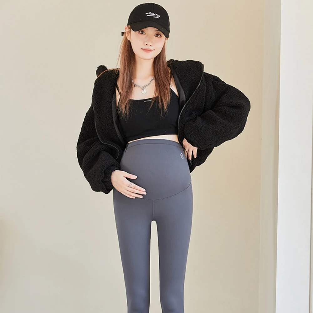 Cintura alta elástica leggings de maternidade magro para mulheres grávidas apoio barriga pós-parto leggins corpo shaper calças de fitness