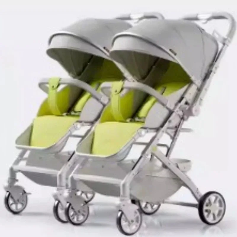 

Detachable Twin Baby Stroller High Landscape Reversible Pushchair Lightweight Foldable Double Infant Stroller Sit Lie Travel