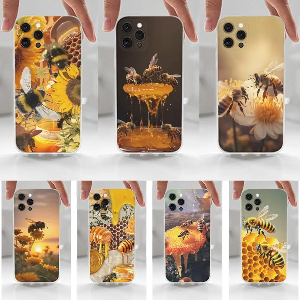 

Honey Bee Phone Case For iPhone 16,15,14,17,13,12,11 Plus,Pro,Max,XR,XS,X,7,8 Plus,SE,Mini,Transparent,Silicone Case