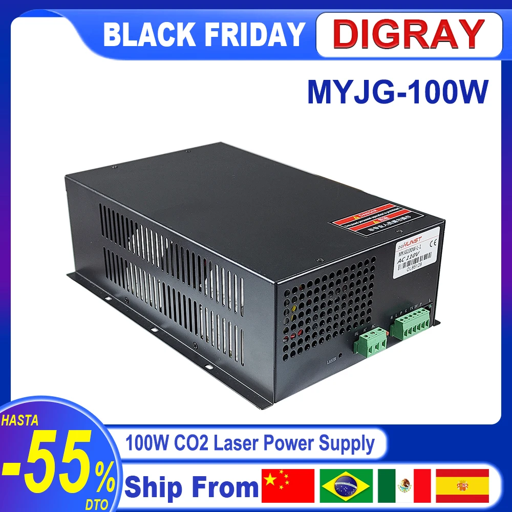 DIGRAY 100W Co2 Laser Power Supply MYJG-100W for 80W 100W Laser Cutting and Engraving Machine