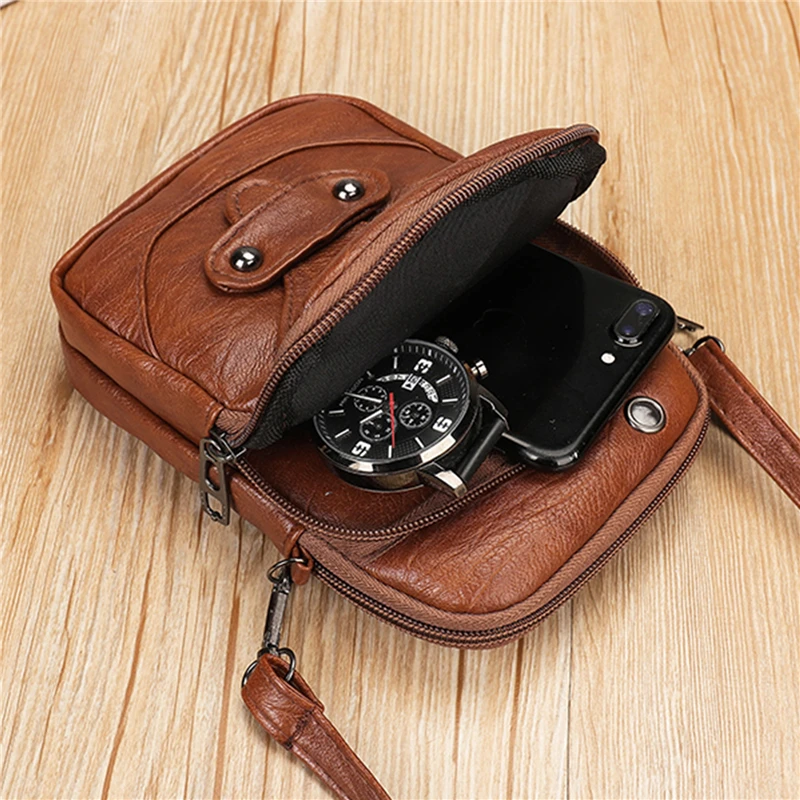 Multi-Functional Soft PU Leather Small Shoulder Bag For Women Vintage Crossbody Bag Cash Purse Cell phone Baga Handbag Purse