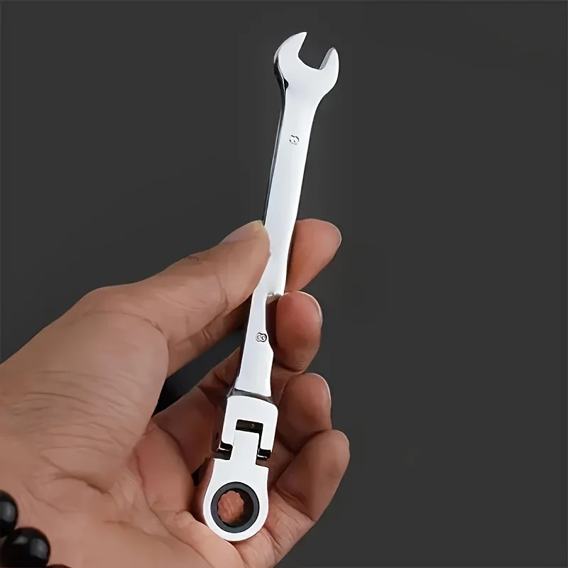 1/2Pcs Professional 10mm Offset Ratchet Wrench, 72 Tooth Precision Gear Spanner with 180° Rotatable Head, Cr-V Steel, Compact To
