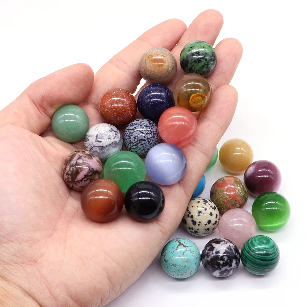

18mm Non-Porous Round Beads Crystal Ball Set Natural Reiki Healing Pocket Stone Sphere Quartz Home Decor Specimen Wholesale Gift