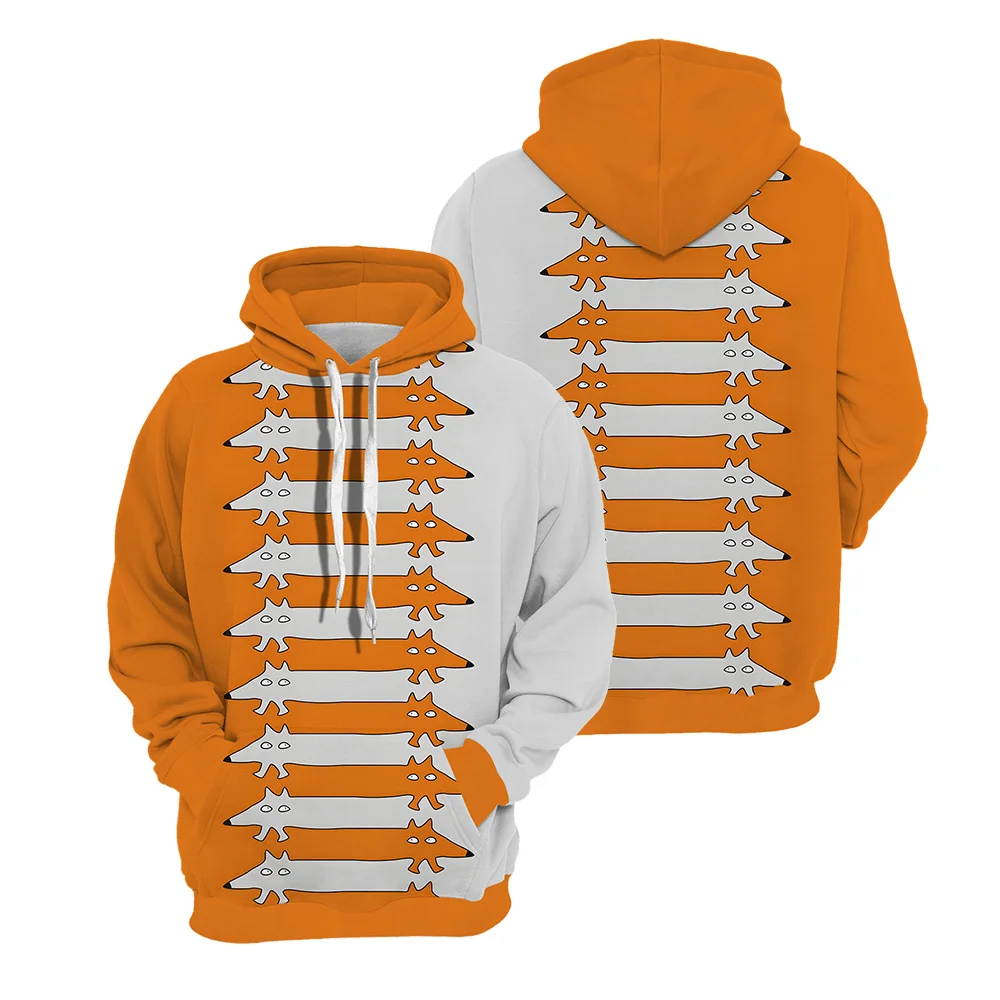 Pull On Casual Top Full Body Printed Hooded Sweatshirt Fox Pattern Men's Hoodie 3D Printed Spring And Autumn Warm Clothing