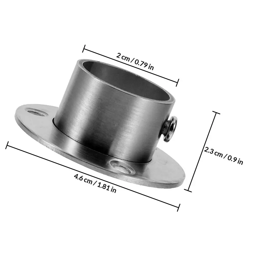 Stainless Steel Closet Rod Bracket Robust Construction Shower Curtain Rod Holder Wardrobe Pole Socket Towel Bar Flange Stylish