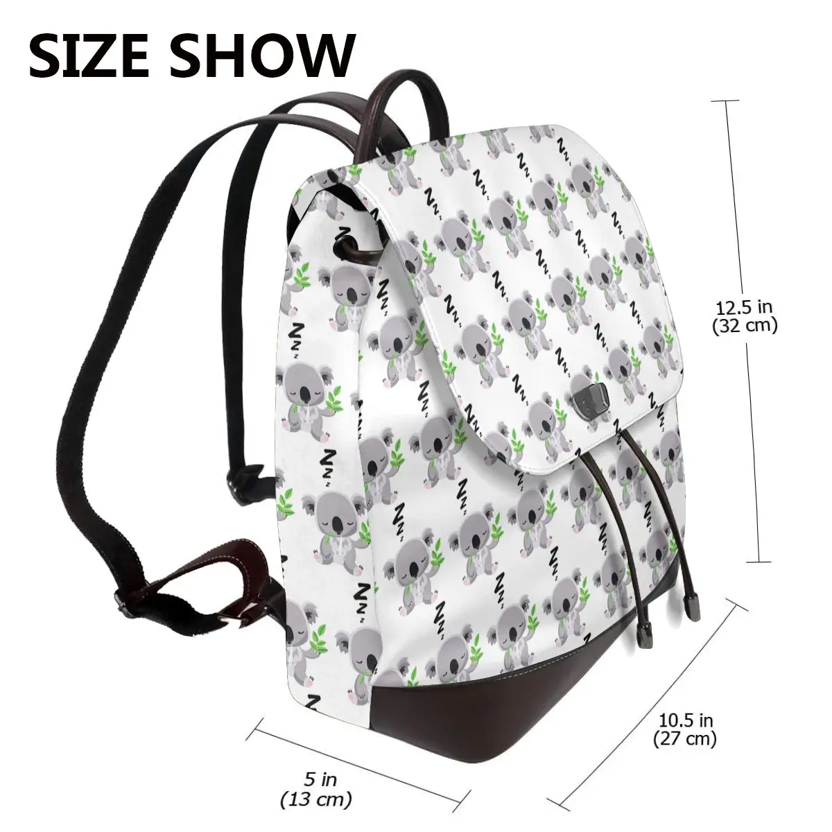 Cute Baby Koala Sleeping Good Night Bookbag School Student Bags Hiking Travel Daypack for Women Fashion Derma Backpack