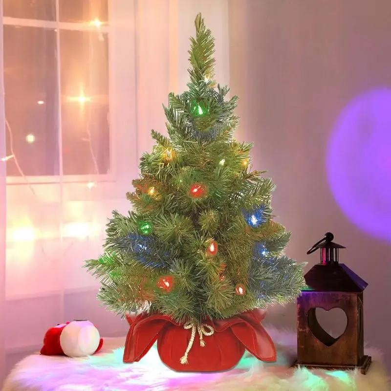 Prelit Christmas Tree Artificial Prelighted Pine Tree 60cm Realistic Pre-lit Christmas Tree with Warm White LED Lights Christmas