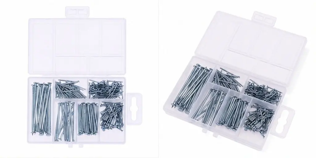 240Pcs Round Head Nails Assortment Kit Steel Nails Rust Resistant for Woodworking Picture Hanging Nail Assortment Kit