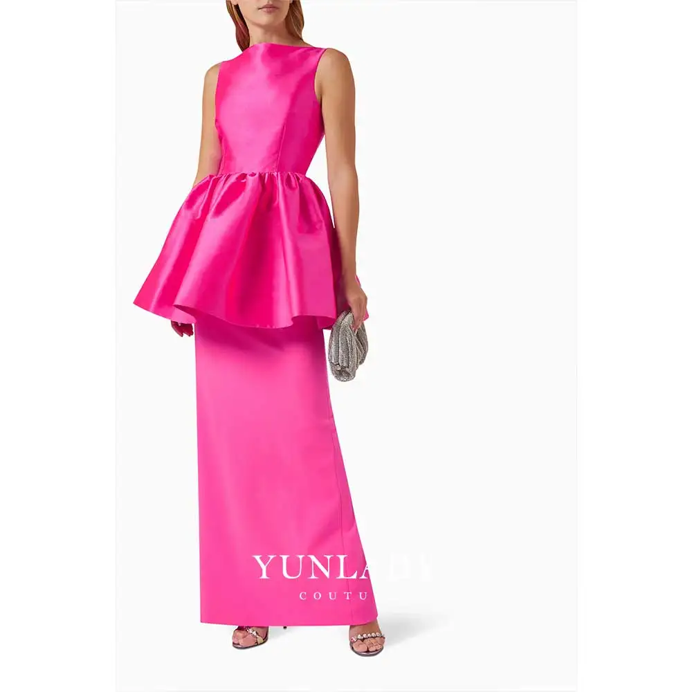 YUNLAN Luxury Dubai Pink 2 pezzi abito da sera 2024 abito da sposa senza maniche da donna abito da mamma formale per occasioni speciali