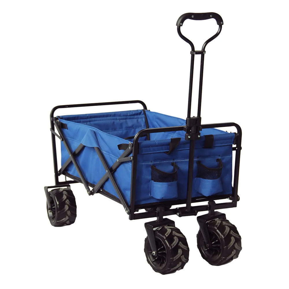 

Portable 4 Wheels Storage Basket Garden Beach Trolley Folding Camping Wagon