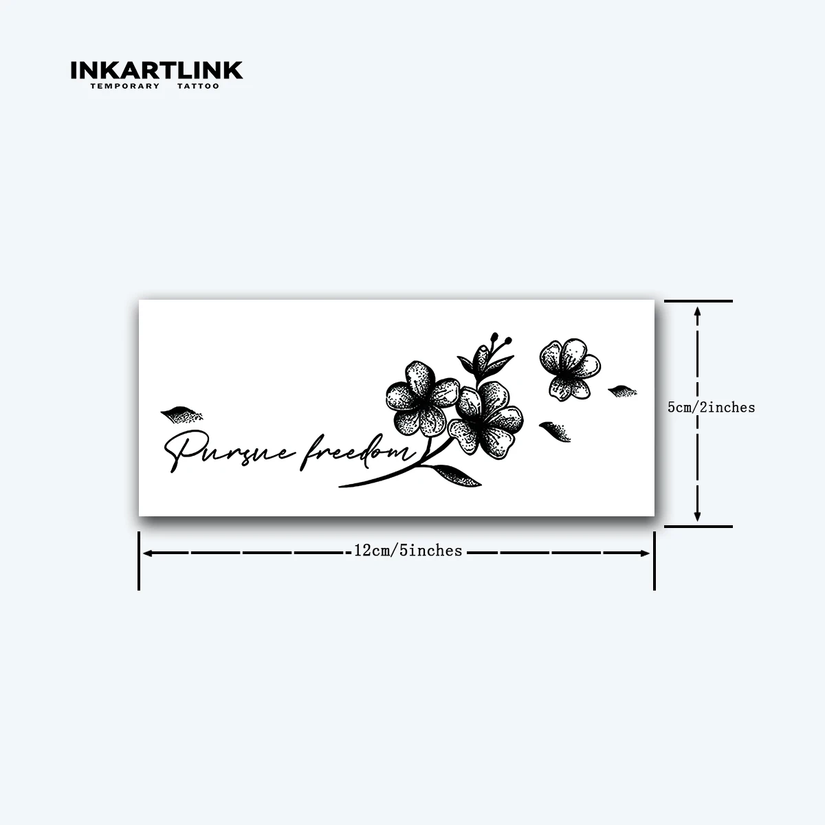 꽃이 달린 임시 문신 스티커, 영어 감성 문구, 방수 및 마찰 방지, 1-2 주 지속