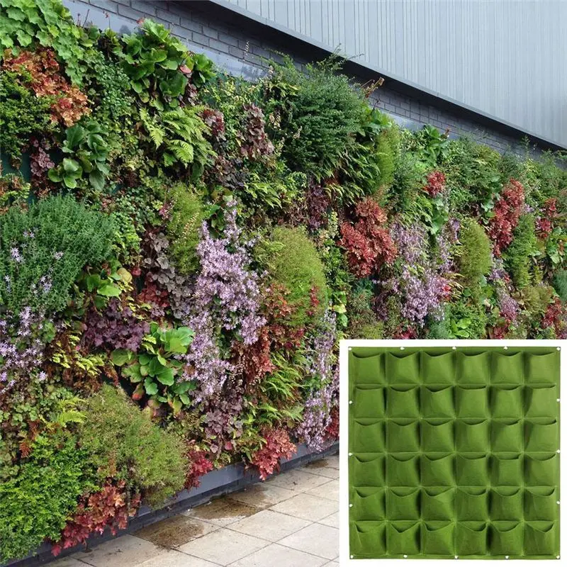 A33R-Wall Hanging Pockets Planting Bags Flower Pot Waterproof Grow Bag Garden Planter Vertical Suculentas Plant Pot Decor