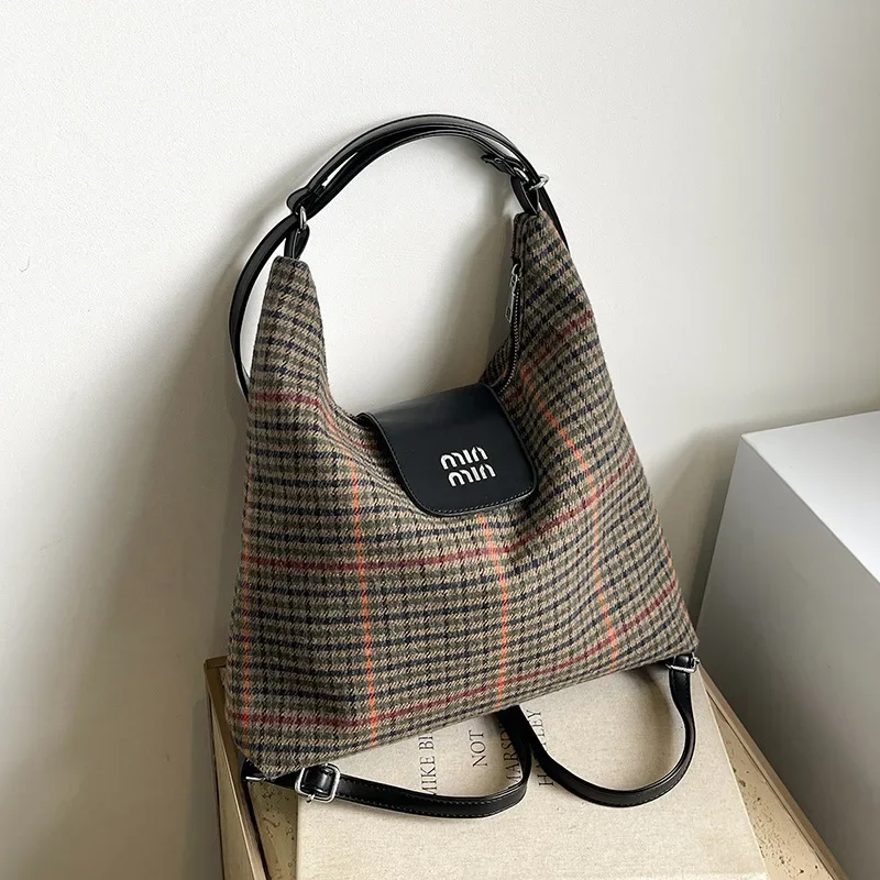 

2025 Spring Plaid Cloud Backpack - New Release! High - End Design, Color - Block Details, Multi - Way Carry, Spacious Tote Bag