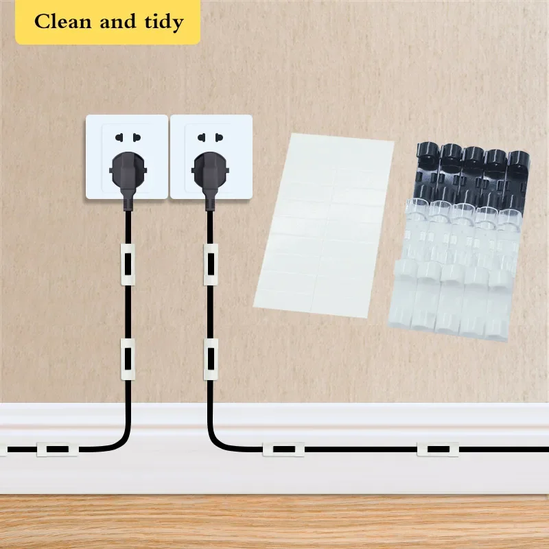 16/20Pcs Cable Clips Organizer Drop Wire Holder Cord Management Self-Adhesive Cable Manager Fixed Clamp Wire Winder