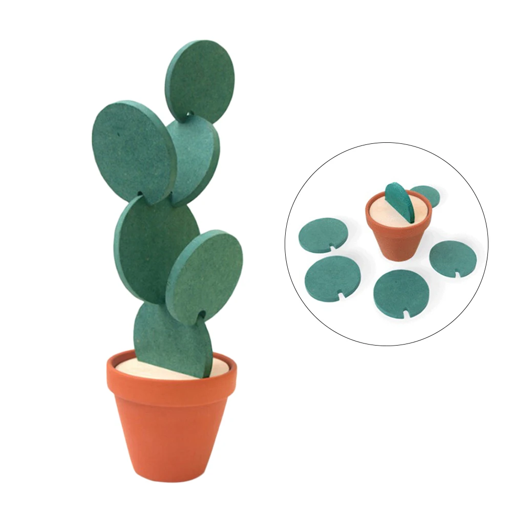 

Non slip Coaster Mat Cup Pad Silicone Coasters Green Office Cactus Pattern Eco friendly Heat resistant Non fading Anti aging