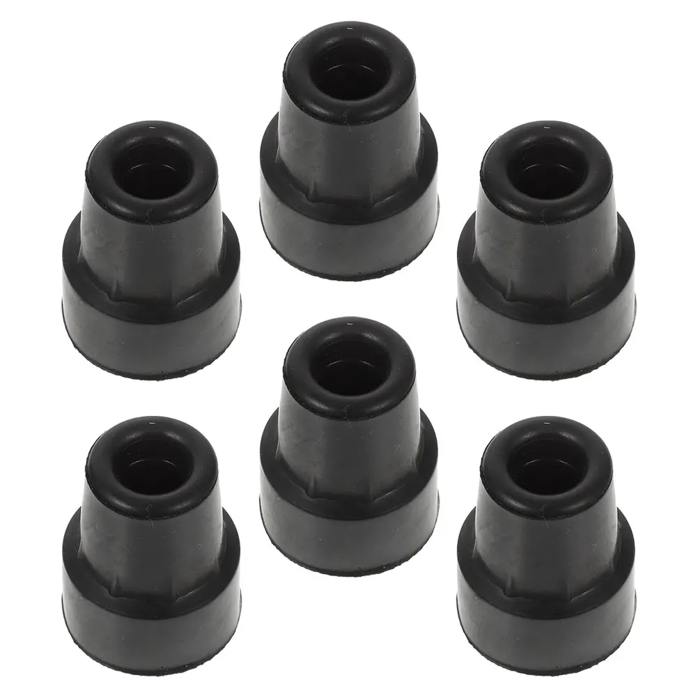 

6 Pcs Elderly Crutches Anti slip Pad Heavy Duty Rubber Tips Walking Stick Cushions Accessories Black Gray Non slip Crutch Feet